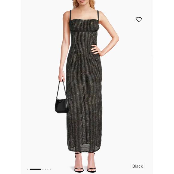 Liv Foster Spaghetti Strap Metallic Knit Formal Maxi Dress Size 8 - Picture 1 of 8